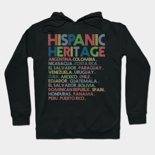 Hispanic Heritage Month Latino All Countries Names Hoodie